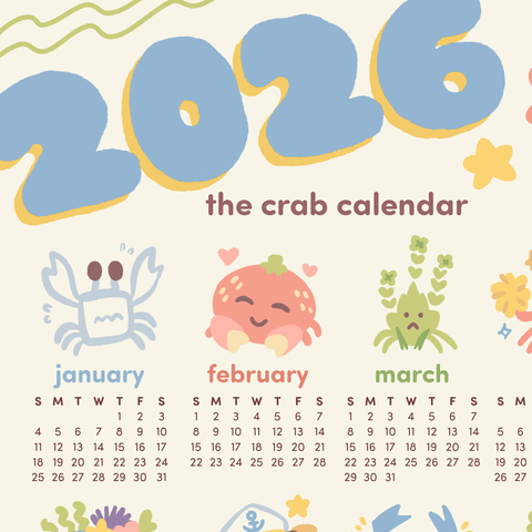 2026 Crab Calendar Print