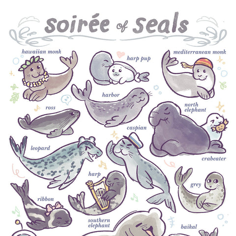 Soirée of Seals Print