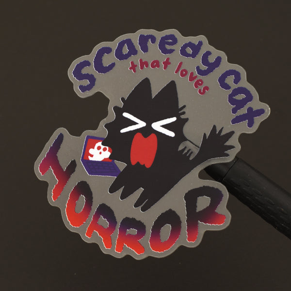 Scaredy Cat Loves Horror Vinyl Sticker