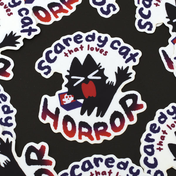 Scaredy Cat Loves Horror Vinyl Sticker